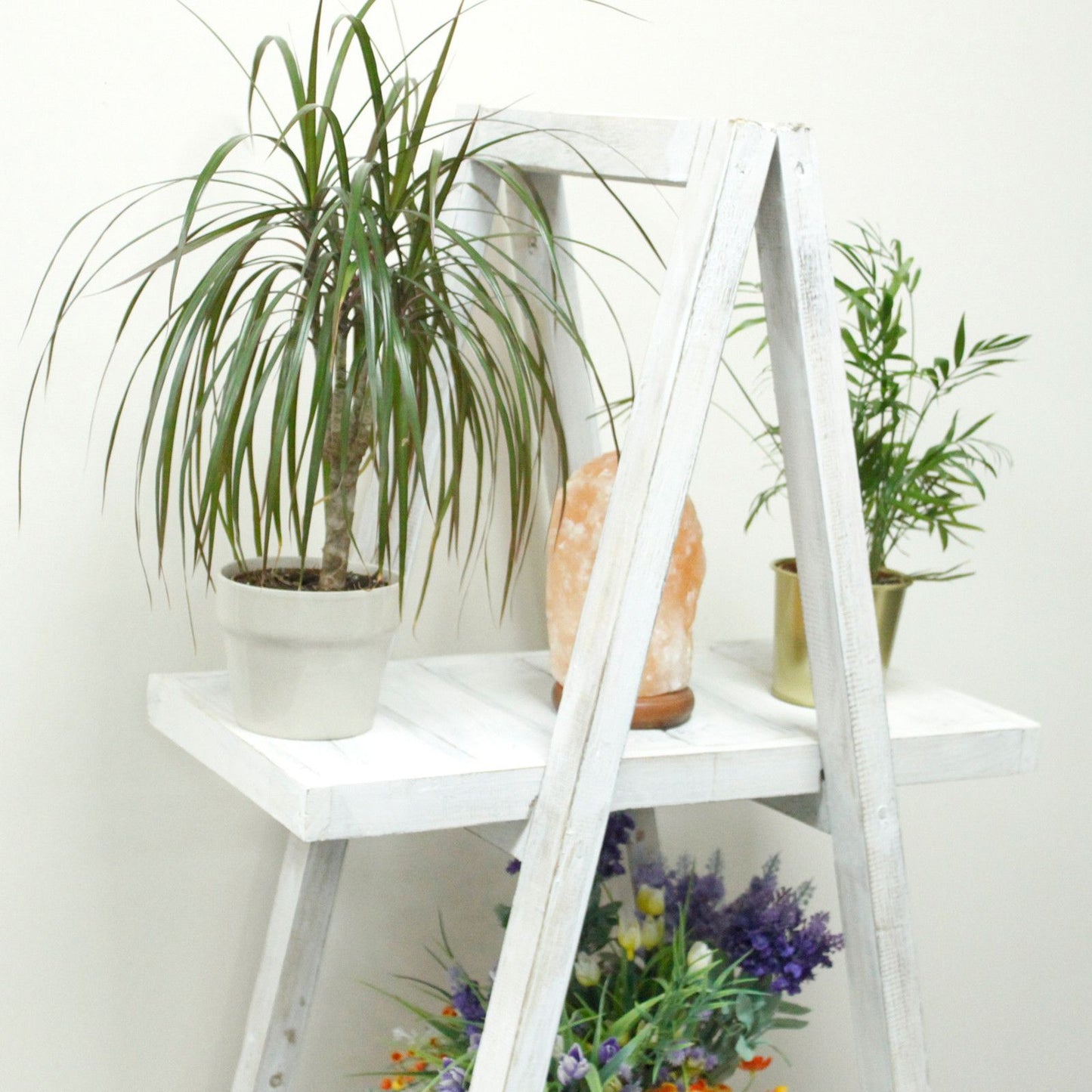 Folding Wooden A-Frame Shelf – Whitewash