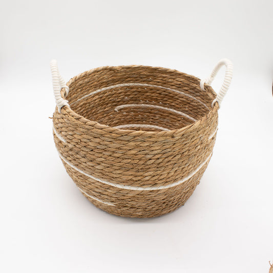 Cotton & Seagrass Large Baskets – Natural Stripes – Set of 3
