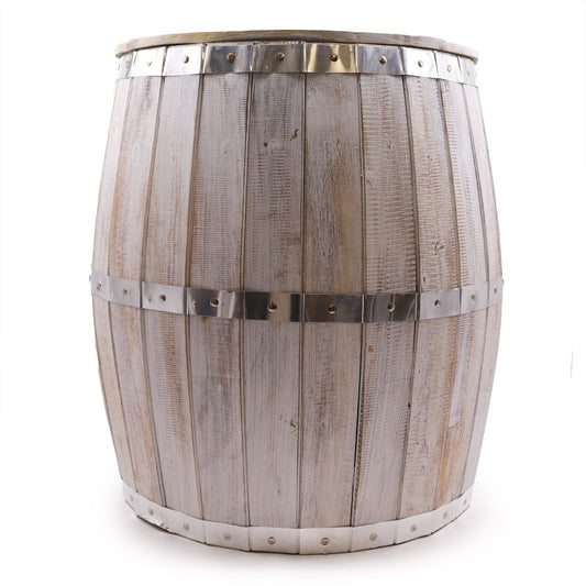 Beer Barrel Table – Whitewash Wood 60 x 48.5 cm