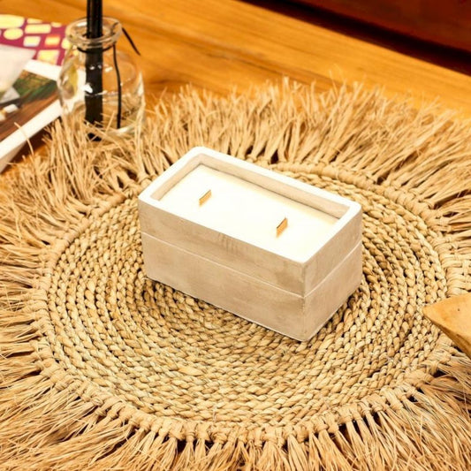 Spiced Sea Lime Concrete Box Candle – 30 hours burning time – Pack of 2